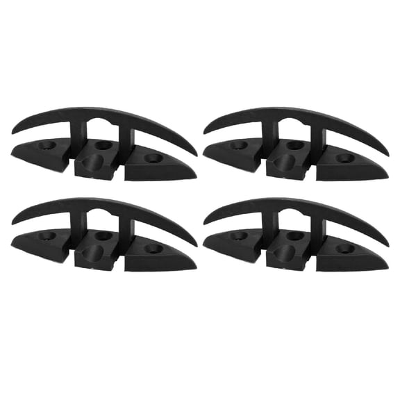 Suodoka 4-Pack Boat Folding Cleat 5 inches / 12.7 cm Nylon 3 Hole High Strength Black Flip Up Dock Cleats for Marine Yacht Deck Mooring - Essential Hardware, No Screws Included
