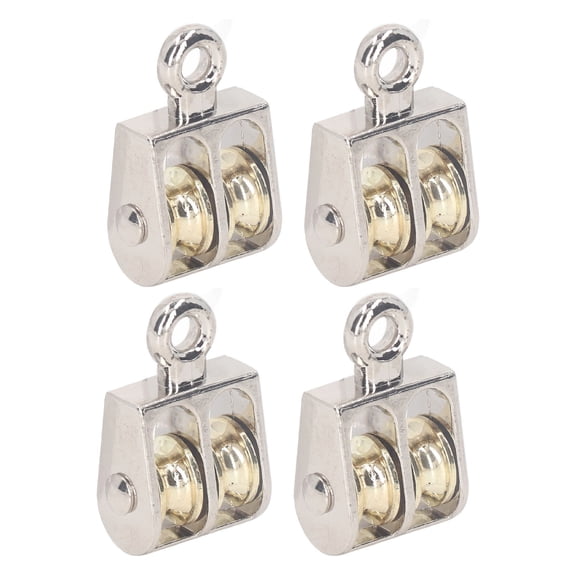 Suodoka 4 Pcs Double Pulley Block 100KG 220LBS Bearing Zinc Alloy Crane Lifting Dual Pulley Roller Cable Wheel Heavy Duty Rigging System For Ropes And Cables