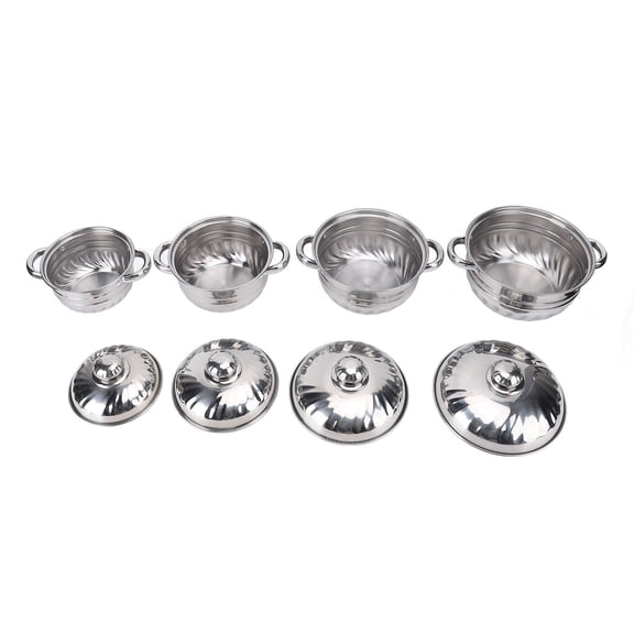 Suodoka 4Piece Stainless Steel Stockpot Set with FlavorLock Lids, Dual Handles, QuickHeat Distribution, Compact Design