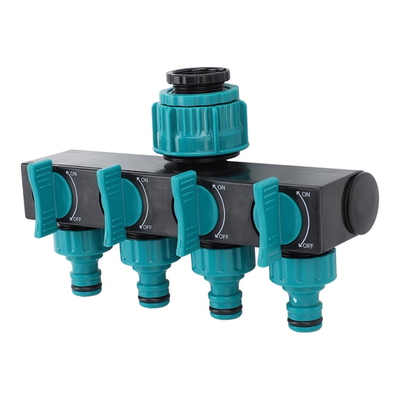 Suodoka 4 Way Garden Hose Splitter 1 in 4 Out ABS Hose Connector Splitter for Yard Lawn and Park Heavy Duty Multi Outlet Adapter, Black (10 x 7.87 x 2.76 inches / 25.00 x 20.00 x 7.00 cm)