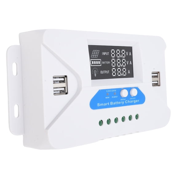 Suodoka 40A Solar Charge Controller, 12V/24V Auto, 4 USB Ports, Renewable Energy Regulator for Acidic Lithium LFP Battery, Outdoor RV Use (7.87 inches / 20 cm)