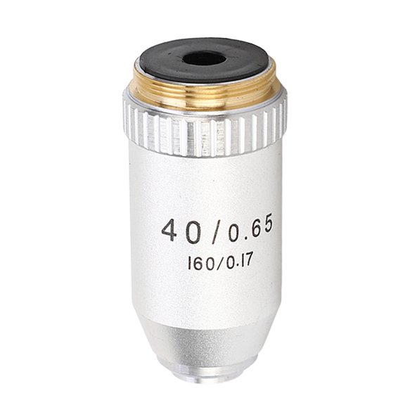 Suodoka 40X Achromatic Objective Lens with Standard RMS Thread Interface, Brass and Stainless Steel Construction, Auto Rebound Microscope Objective Replacement for Biological Microscopes, Silver
