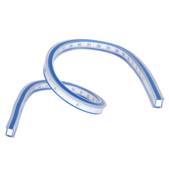 Suodoka 40cm Flexible Curve Ruler Plastic Metric Imperial Scale Soft Bendable Measuring Tape Drafting Tool for Sewing Drawing, 15.7 Inches / 40 cm