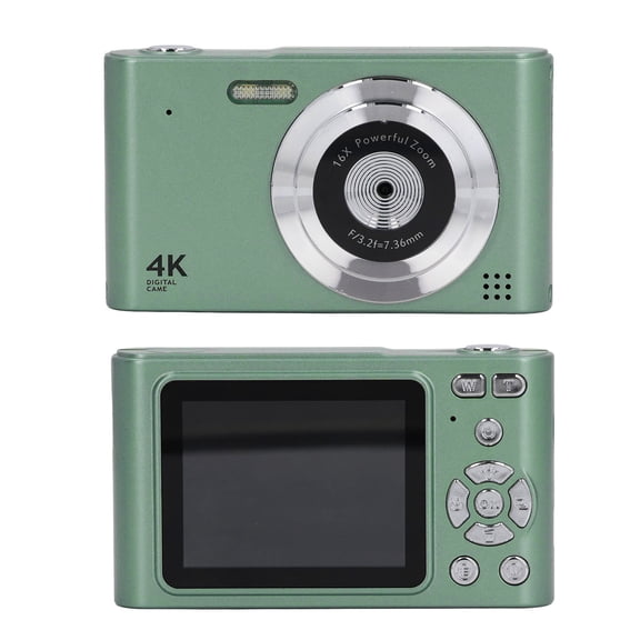 Suodoka 48MP Digital Camera 2.5K HD Dual Lens 16X Zoom Auto Focus Smart Pocket Vlogging Camera for Home Travel Beginners Teens with 2.4 Inches / 6.1 CM IPS Screen Green Edition