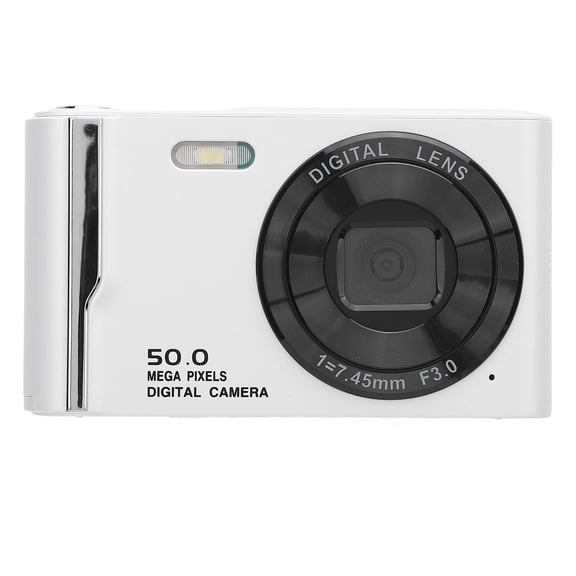 Suodoka 4K 50MP Digital Camera HD 16x Digital Zoom 2.8 Inch / 7.1 cm LCD Screen Anti Shake Autofocus Retro Compact Small Camera with Flash for Travel White Edition