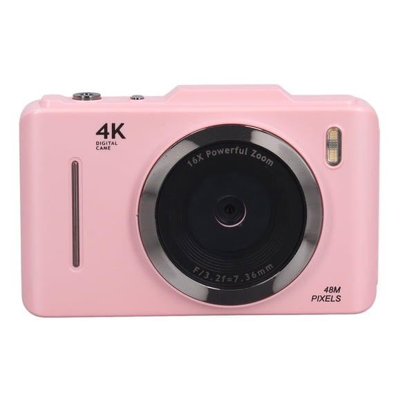 Suodoka 4K Digital Camera 48MP 2.8 Inch IPS HD Screen 16X Digital Zoom Autofocus Portable Pocket Video Camera for Travel Vlogging Pink (13x12x4 cm / 5.12x4.72x1.57 inches)