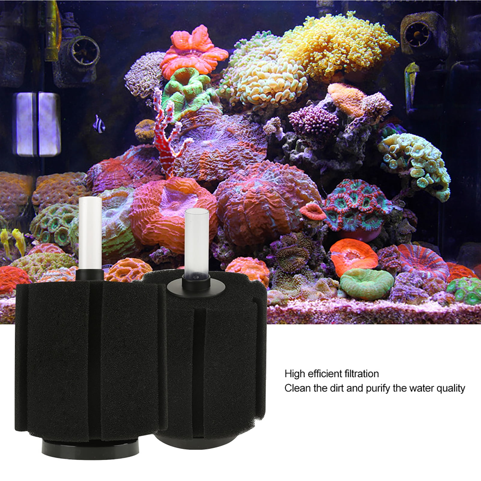 Suodoka 4PCS Aquarium Sponge Filter for Fish Tank Betta Aquarium Efficient Biological Filtration System 11.4 inches / 29 cm Height for Crystal Clear Water and Healthy Fish Environment