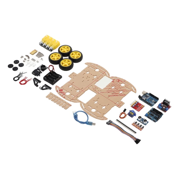 Suodoka 4WD Smart Robot Car Chassis Kit with Tracking Motor and Ultrasonic Obstacle Avoidance, DIY Robotic Platform for Arduino Projects, Educational STEM Toy Set (9.84 inches / 25.0 cm)