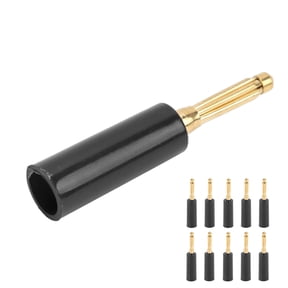 Suodoka 4mm 7-Pin Gold Plating Banana Plug Solderless Speaker Cable Connector for Audio Video Receivers Amplifier Home Theater Equipment, 10-Pack Set, Black Color Model