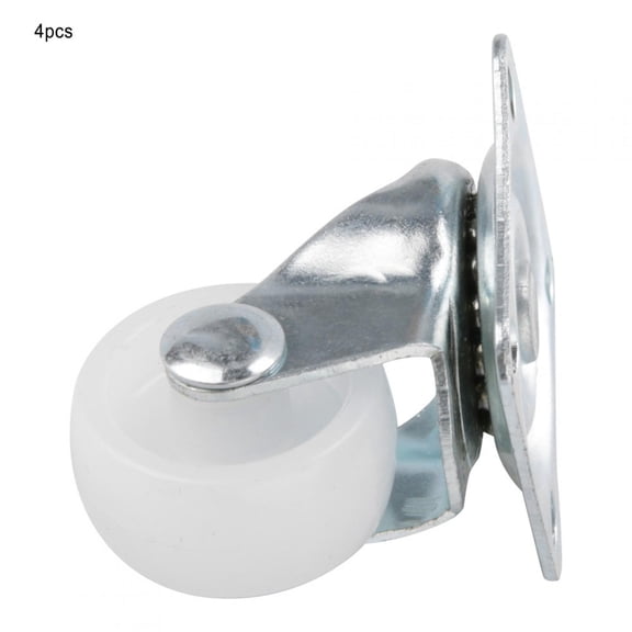 Suodoka 4pcs 1 Inch / 2.54 cm Swivel Casters White PP Roller Wheel for Trolley Furniture Material Handling Equipment