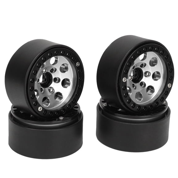 Suodoka 4x 1.9 Inch Aluminum Alloy RC Crawler Wheel Rims for Axial SCX10 II III, Universal Heavy Duty Hub Replacement Accessory, 56mm Outer Diameter 12mm Hex, Silver