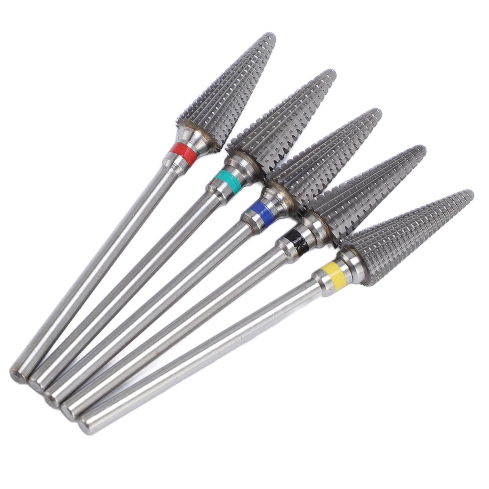 Suodoka 5 Pcs Tungsten Carbide Tapered Nib Nail Drill Bits Set, Professional Manicure Pedicure Polishing Electric File Accessories for Acrylic Gel Natural Nails, Low Vibration Salon Quality Tools