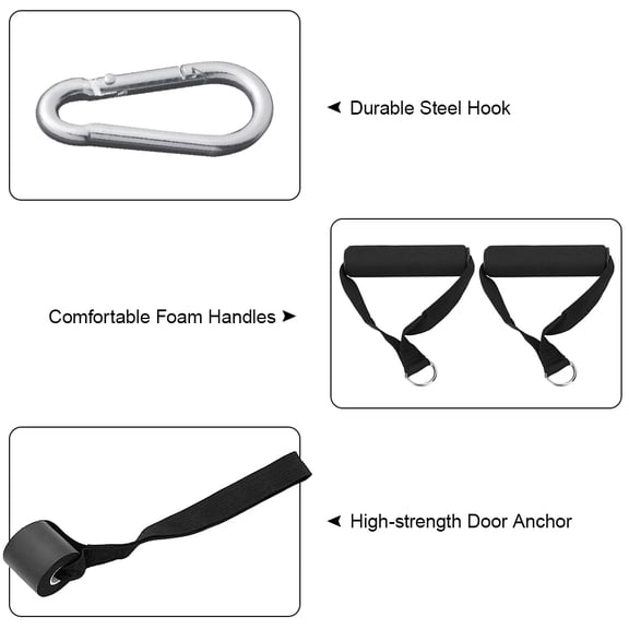 Suodoka 5-Piece Exercise Resistance Band Attachment Set with Workout Handles Door Anchor and Carabiner Hooks