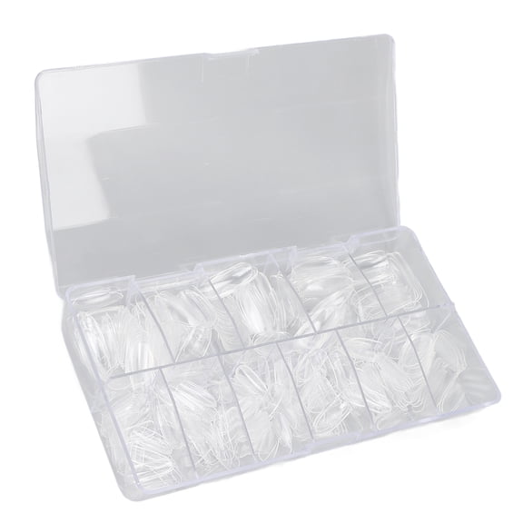 Suodoka 500 Pieces Transparent Ultra Thin Non Marking Oval Short Nail Tips Artificial False Nail Patch for Salon and Home DIY, Clear