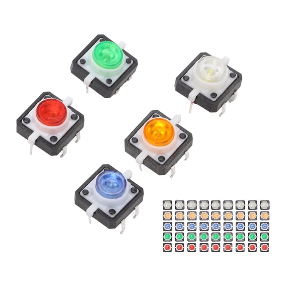Suodoka 50Pcs Mini Momentary Push Button Resettable Tactile Switch with LED Lamp DC 12V[cite: 1]