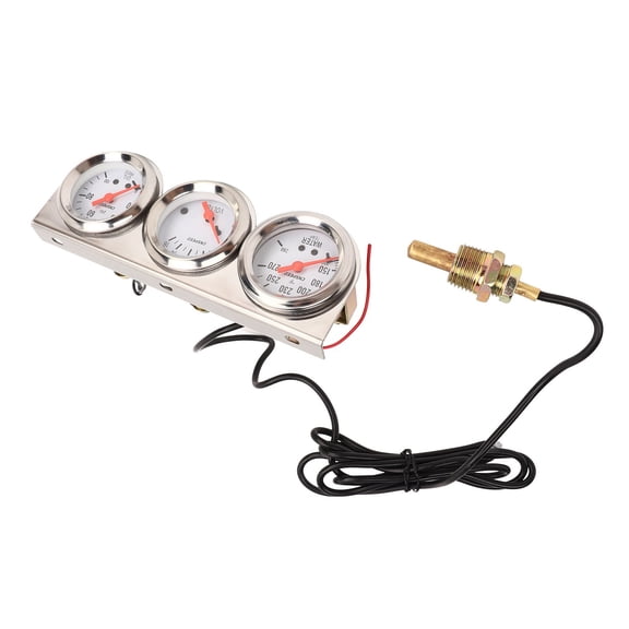 Suodoka 52mm Car Triple Gauge Kit 2 Inch White Dial 12V Oil Pressure Water Temp Voltmeter Mechanical Automobile Meter Set With Sensor For Universal Vehicles
