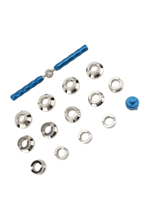 5537 Watch Case Opener Large Watch Repair Tool Hand Held Watch Back Case Cover Remover Kit for Maintenance with 13 Grooved Clamp Heads and 2 Handles, 16 Pieces Metal Set (9.06 inches)