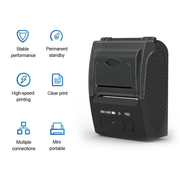 Suodoka 58mm Compact Portable Thermal Receipt Printer, USB & BT Connection, 2 Inches (50.8 mm) Wireless POS Device with 1 Roll Paper, Compatible with iOS Android Windows for Retail Sales
