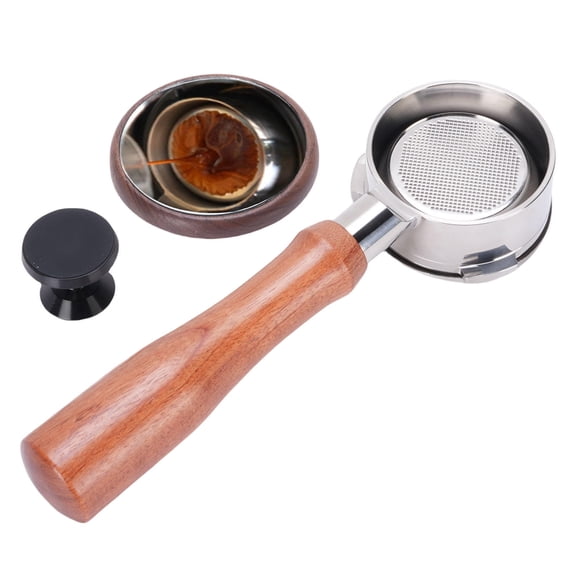 Suodoka 58mm StainlessSteel Bottomless Portafilter with 3Ear Wood Handle Universal Fit for Petrus, La Marzocco, Nuova Simonelli & More