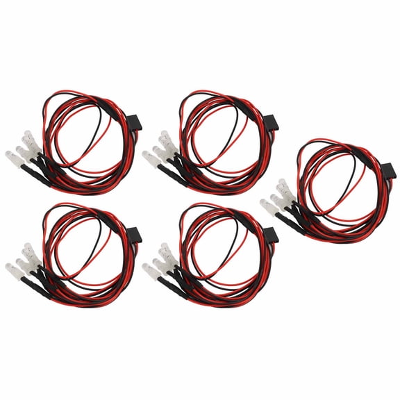 Suodoka 5PCS 4LED RC Lighting Kit Red White 5mm Universal System for Traxxas HSP Redcat Tamiya Axial (7.87 in / 20 cm)