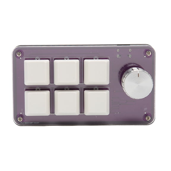 Suodoka 6 Key One Handed Mechanical Keyboard with Knob, Wired USB Programmable Gaming Keypad, Blue Switch, PC Mac Compatible, Purple (4.72 inches / 12 cm)