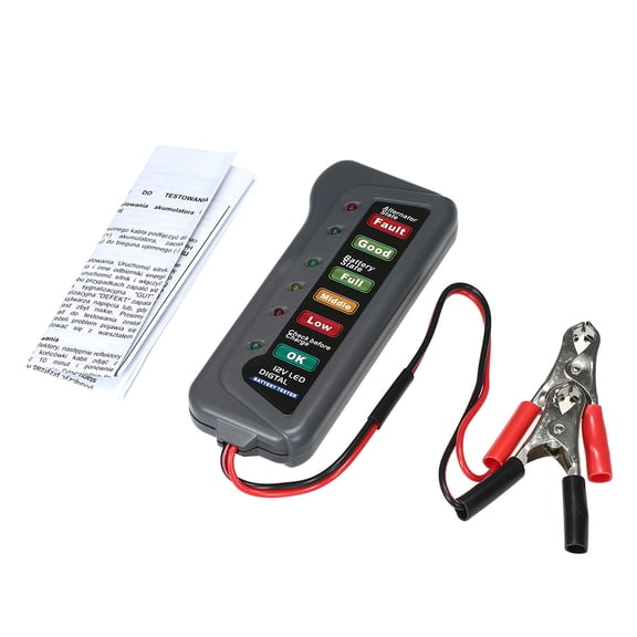 Suodoka 6-LED Display Digital 12V Battery Alternator Tester Level Monitor For Car Motorcycle Trucks