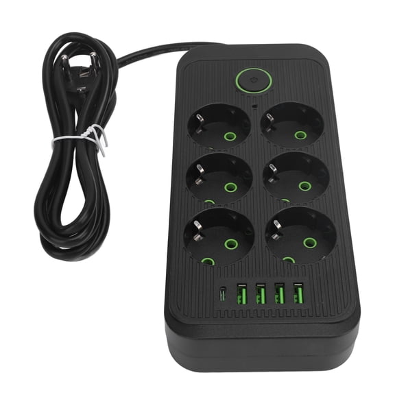 Suodoka 6-Outlet Power Strip Surge Protector with 4 USB Ports and 1 Type C Port, Desk Power Outlet with Switch, 2 Meter / 78.7 Inches Cable, Black