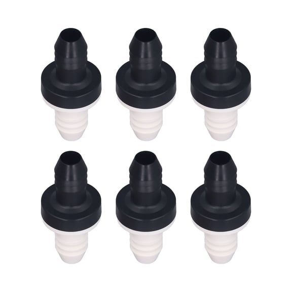 Suodoka 6 Pack Check Valves Plastic Non Return 1 Way Inline Valve for Liquid and Gas 3/8 inch / 10 mm Interface Diameter CDBS6 ABS Shell Silicone Rubber Diaphragm Heavy Duty Plumbing Supply