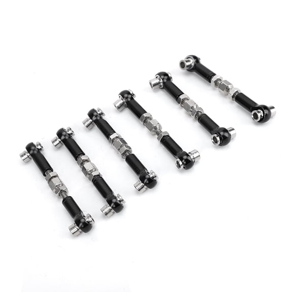 Suodoka 6 Pcs Adjustable Servo Links Tie Rod Set for RC Car 1/10 Buggy Touring Car 47mm Accessories, Black Aluminum Alloy Replacement Parts (1.9-2.2 inches / 47-57 mm)[cite: 1]