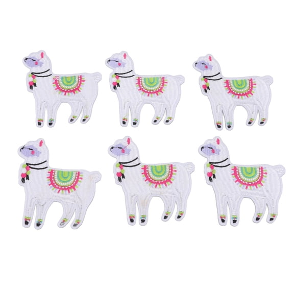 Suodoka 6 Pcs Iron On Patches Cartoon Alpaca Shape DIY Cotton Embroidery Clothes Badge Decoration, 3.1 x 3.7 inches / 8 x 9.3 cm