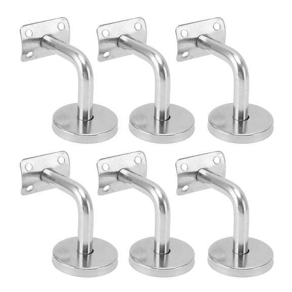 Suodoka 6 Pcs Wall Handrail Bracket 304 Stainless Steel Strong Bearing Stair Railing Support Heavy Duty L-Shape Staircase Post Connection Hardware Accessories (2.36 x 2.36 inches / 60 x 60 mm)