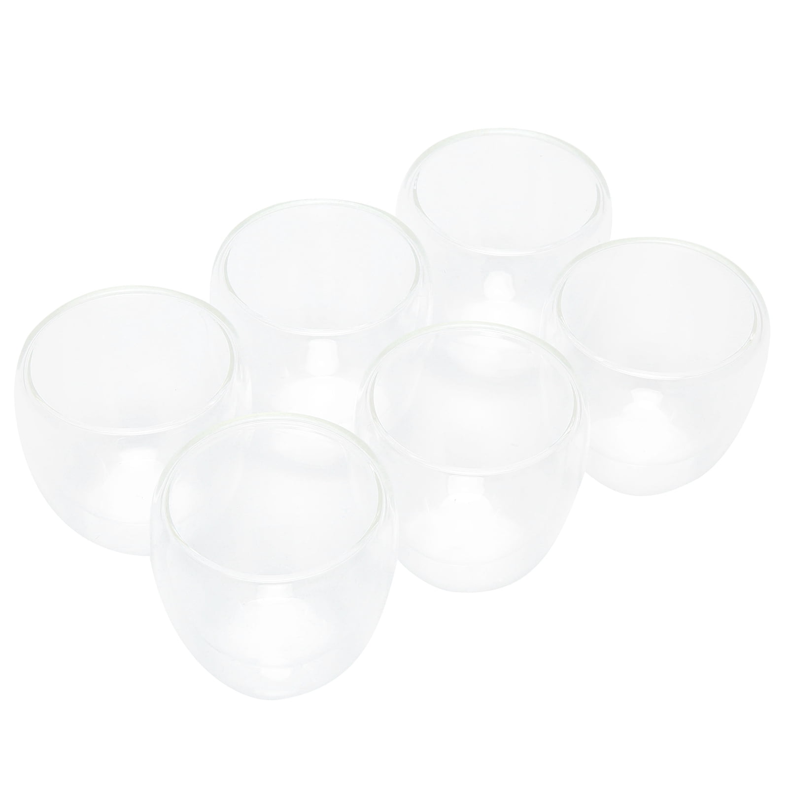 Suodoka 6-Piece 100ml / 3.4oz Double Wall Insulated Coffee Cups, Transparent Heat-Resistant Borosilicate Glass Mugs for Espresso, Tea, Milk, and Beverages