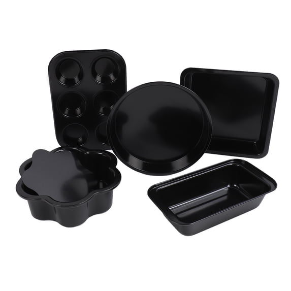 Suodoka 6-Piece Nonstick Carbon Steel Bakeware Set - Black Baking Pans for Muffins, Cakes, Toast, and Pizza (10.4 inches / 26.4 cm)