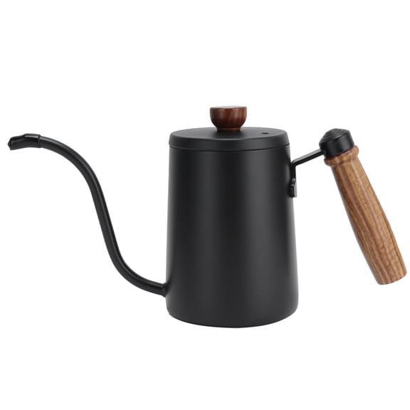 Suodoka 600ML Pour Over Coffee Pot with Wooden Handle, 304 Stainless Steel Drip Coffee Maker, Black