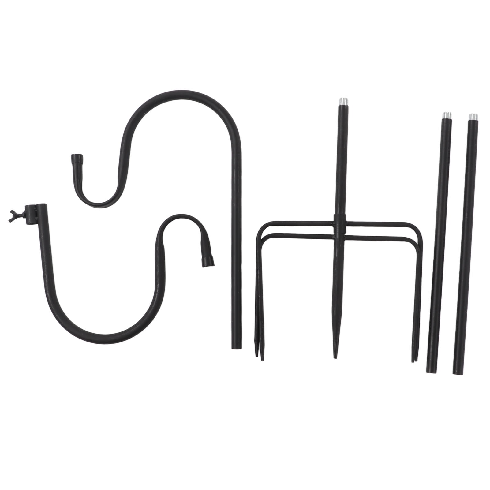 Suodoka 63-inch Heavy Duty Shepherd's Hook with 5-Prong Base, Rust-Resistant Iron Bird Feeder Hanger and Plant Baskets Hook for Outdoor Garden Patio Decoration, Black (160cm / 63in)