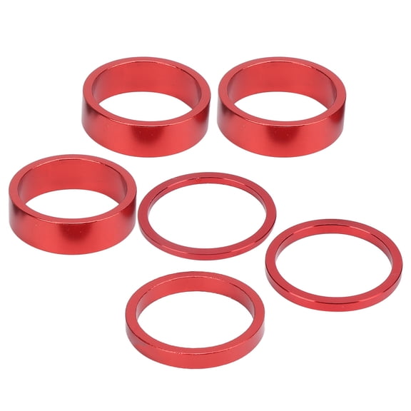 Suodoka 6Pcs Bicycle Headset Spacer Aluminium Alloy Stem Spacers for Mountain Bike Road Bike Threadless Fork Tube 28.6mm 1.1in 2/3/5/10mm Size Variations in Red Color for Customization