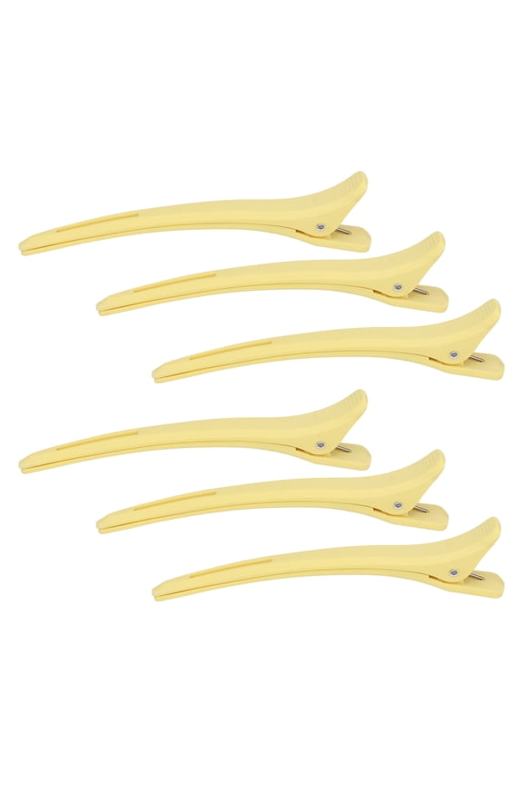 6Pcs Yellow Hair Sectioning Clips Firm Grip Styling Haircut Hairdressing Duck Billed Hair Clamp for Salon (5.5 in / 14 cm)