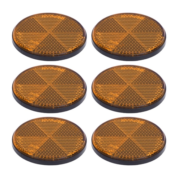 Suodoka 6pcs Round Reflectors Self Adhesive 2.24in / 57mm Safety Reflector for Mailboxes Driveway Tunnels Post Cars Trailer Yellow