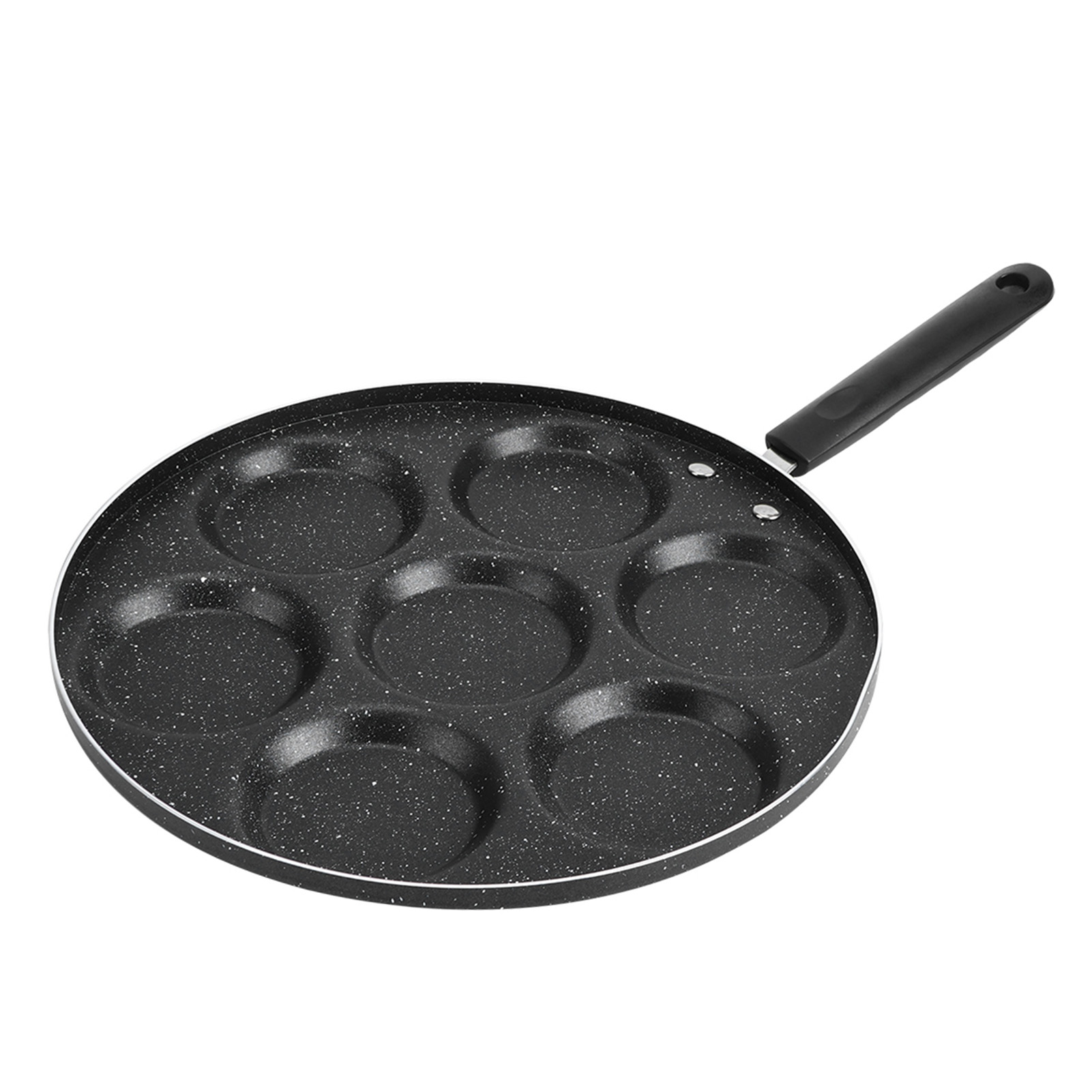 Suodoka 7 Holes Non Stick Frying Pan Aluminum Egg Burger Mold Cooking Skillet for Gas & Electric Stoves, Black (18.5 x 11.8 in / 47 x 30 cm)