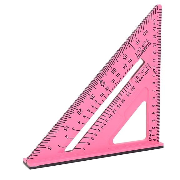 Suodoka 7 Inch Triangular Ruler Plastic Material 45 90 Degree Angle Square for Woodworking Measurement, Pink Multipurpose Woodworking Ruler 17.78 cm / 7 inches for Carpenters and Craftsmen