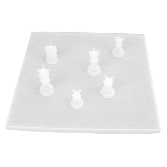 Suodoka 7 Pcs Chess Molds Flexible Reusable Easy Demoulding DIY Epoxy Resin Silicone Mold Set for Making Custom Chess Pieces, 12.2 inches / 31 cm
