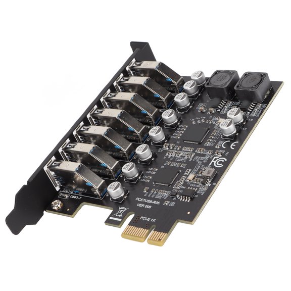 Suodoka 7 Port PCIE Expansion Card, USB 3.2 GEN1 5Gbps High Speed Transmission Adapter, Stable Power Front Expansion Card for Desktop PCs, Compatible with Windows and Linux