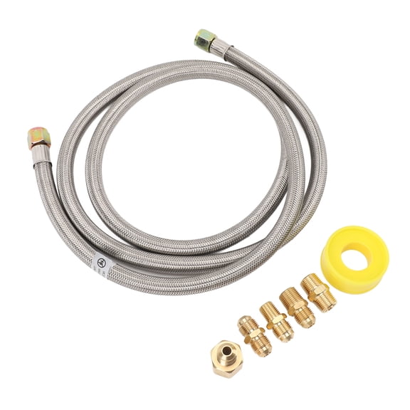 Suodoka 7Pcs 6ft / 183cm RV Propane Gas Line Hose Extension with Quick Connect Fittings, Stainless Steel Braided Flexible Hose for Trailer Van Heater Grill, Anti Pressure Durable Replacement Part