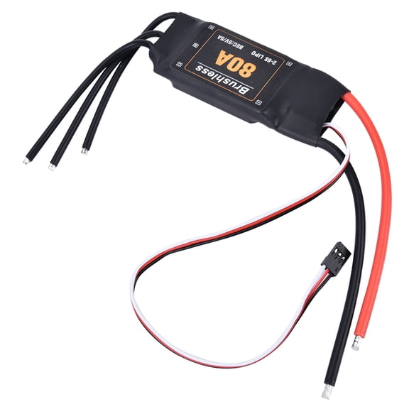 Suodoka 80A Brushless ESC Electronic Speed Controller with Low Voltage Protection, 2-6S Battery Compatible, for RC Models, Airplanes, Helicopters, and Play Vehicles (5.51 inches / 14 cm)