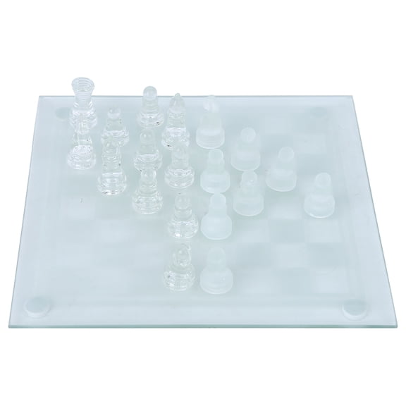 Suodoka 9.8 inches / 25 cm Dull Polish Glass Crystal International Chess Set with 32 Chessmen and Checkerboard Classic Strategy Board Game