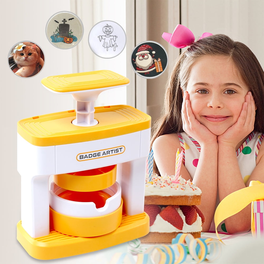 Suodoka 98pcs Badge Maker Kit for Kids 2.16 inches / 55mm DIY Pin Button Press Machine Installation-Free Badge Punch Kit with 48pcs Button Parts 48pcs Pictures Circle Cutter Gifts