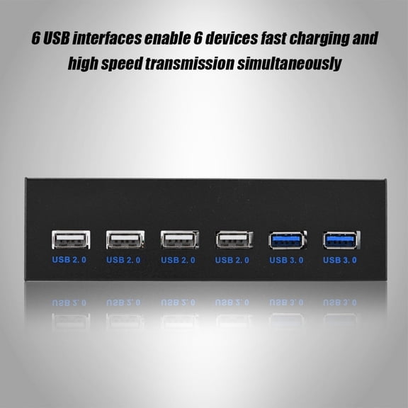 Suodoka 9Pin 19Pin to 4 Port USB 2.0 and 2 Port USB 3.0 Metal Hub Front Panel Adapter Connector for PC Computer Desktop 5.25 Inches Floppy Drive Space Bracket
