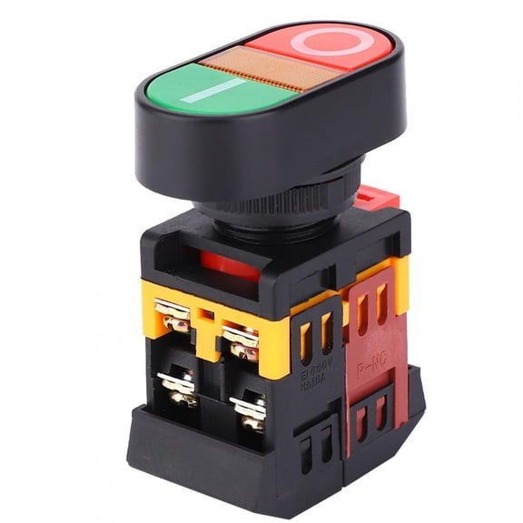 Suodoka APBB-22/25N Double Push Button Switch with LED Light, NoNC Momentary Action, 220VAC, Heavy Duty Industrial Control Component for Manufacturing, 2.91x2.17 inches / 74x55 mm
