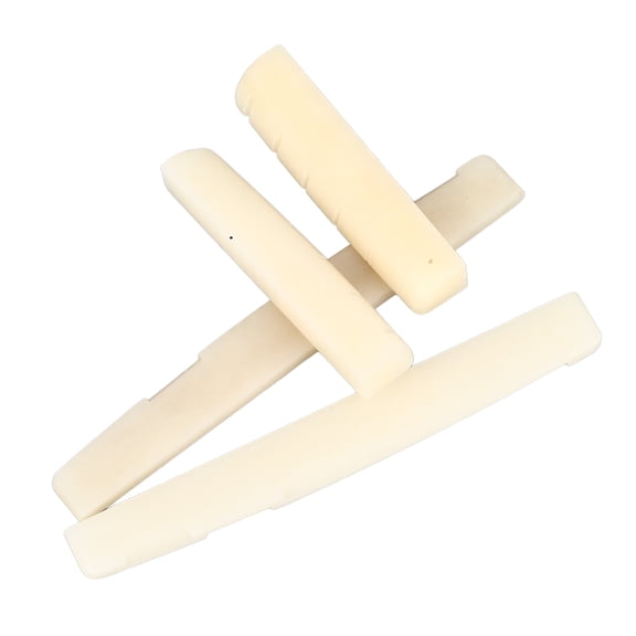 Suodoka Acoustic Guitar Bone Bridge Saddle and Nut Set, Unbleached Replacement Parts, 4 Pieces