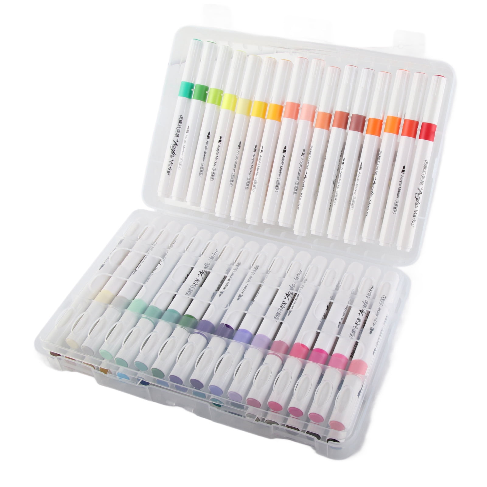 Suodoka Acrylic Paint Markers Strong Coverage Quick Dry Waterproof Round Barrel Graffiti Pens for Glass Metal Wood Canvas Fabric Rock Painting 48 Assorted Colors Fine Point Art Supplies Set